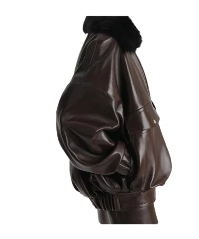 Khaite Daemon Oversized Leather Jacket With Shearling Collar In Black