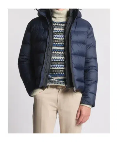 Fay Quilted Coat Featuring Hood And Pockets In Blue
