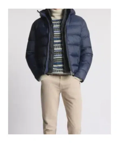 Fay Quilted Coat Featuring Hood And Pockets In Blue