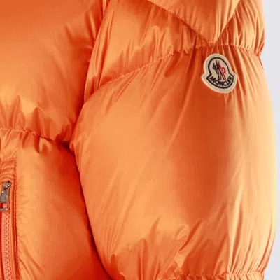 Moncler Long-sleeved Cotton Jacket In Orange