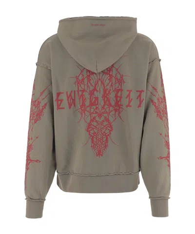 44 Label Group Ewigkeit Reverso Zip Green Sweatshirt In Brown