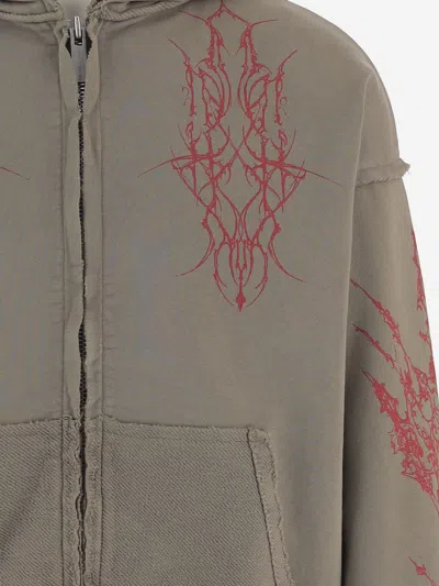 44 Label Group Ewigkeit Reverso Zip Green Sweatshirt In Brown