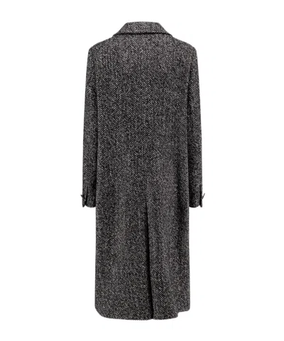 Tagliatore Herringbone Pattern Long Sleeve Coat In Gray