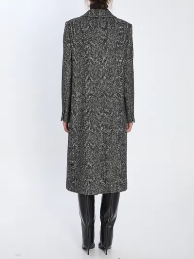 Tagliatore Herringbone Pattern Long Sleeve Coat In Gray