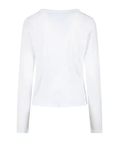 James Perse Stretch Rib Double Front Deep V Tee White In White