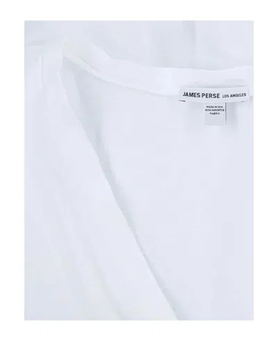 James Perse Stretch Rib Double Front Deep V Tee White In White