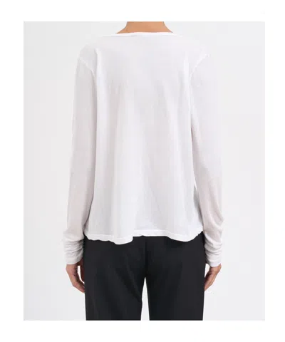 James Perse Stretch Rib Double Front Deep V Tee White In White