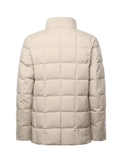 Fay Quilted Short Coat With Double-breasted Front And Pockets In Brown