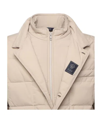 Fay Quilted Short Coat With Double-breasted Front And Pockets In Brown