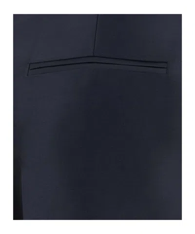 Alberta Ferretti Satin Finish Straight Leg Trousers With Pockets In Blue