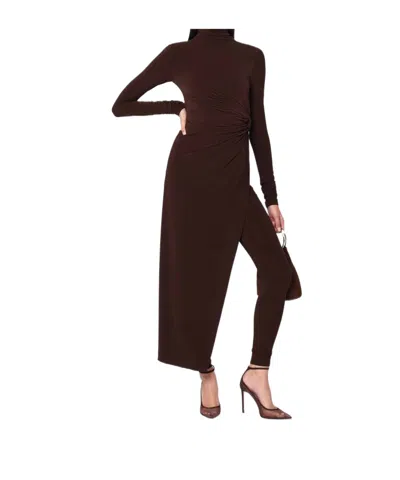 The Andamane Tessa Turtleneck Openback Jumpsuit In Brown