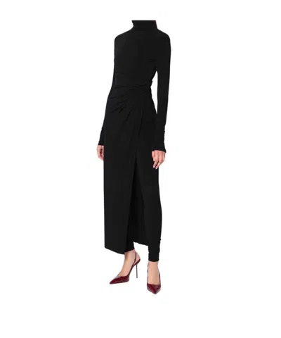 The Andamane Tessa Jumpsuit Draped High Neckline Long Sleeves In Black