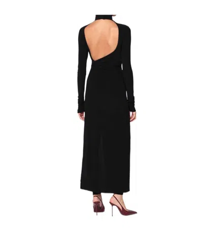 The Andamane Tessa Jumpsuit Draped High Neckline Long Sleeves In Black