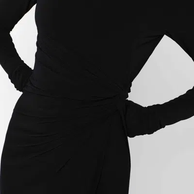The Andamane Tessa Jumpsuit Draped High Neckline Long Sleeves In Black