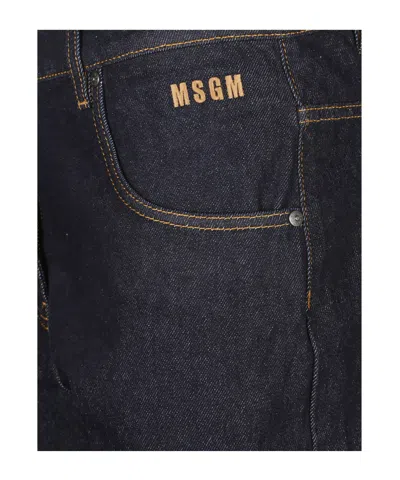 Msgm Ankle Cut Denim Jeans In Black