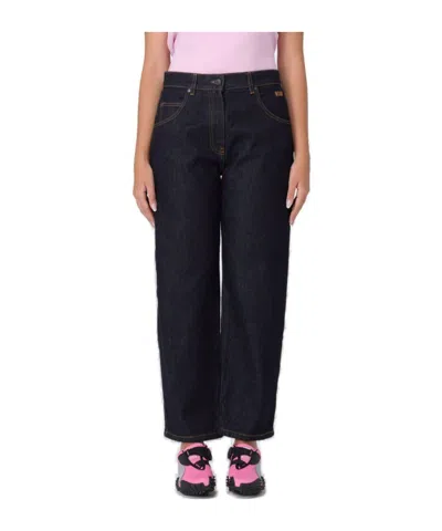 Msgm Ankle Cut Denim Jeans In Black