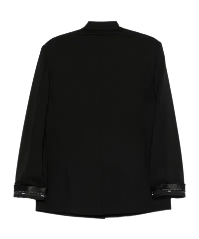 Msgm Single Breasted Long Sleeved Jacket In Black