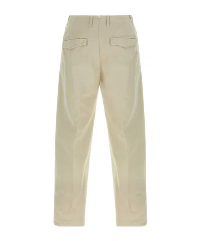 Incotex Pleated Front Cotton Trousers With Belt Loops In Brown