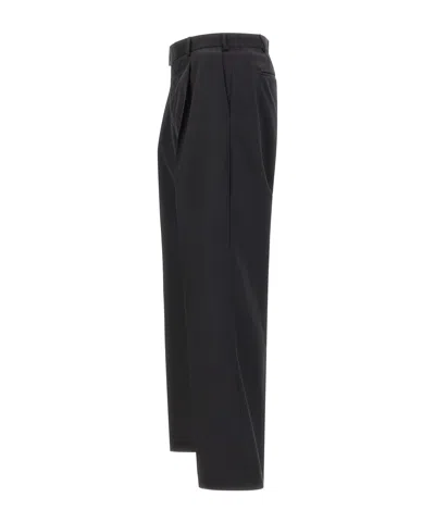 Pt Torino Tailored Wool Trousers With Pleats And Belt Loops In Black