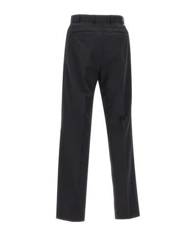 Pt Torino Tailored Wool Trousers With Pleats And Belt Loops In Black
