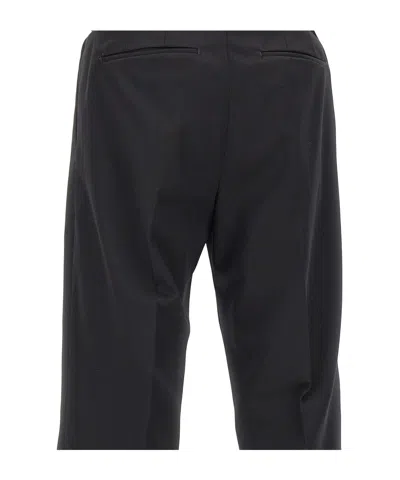 Pt Torino Tailored Wool Trousers With Pleats And Belt Loops In Black