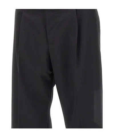 Pt Torino Tailored Wool Trousers With Pleats And Belt Loops In Black