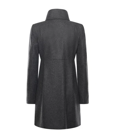 Fay Romantic Coat In Melange Wool Cloth In Black