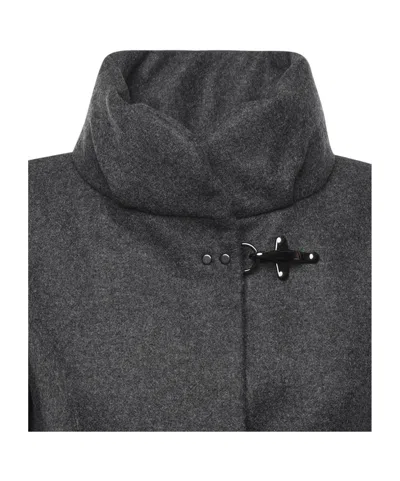 Fay Romantic Coat In Melange Wool Cloth In Black