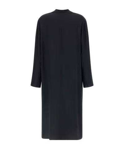 Alberta Ferretti Longline Shawl Collar Silk Coat In Black
