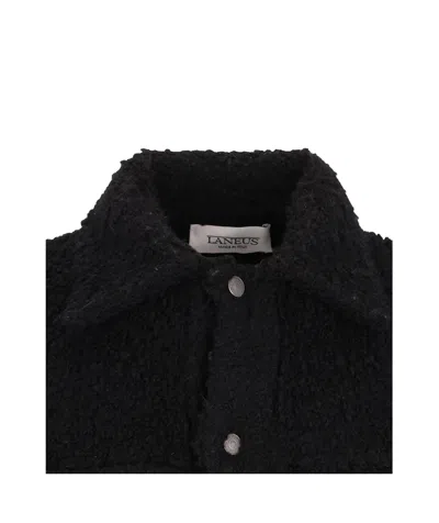Laneus Textured Fabric Long Sleeve Jacket For Men In Black