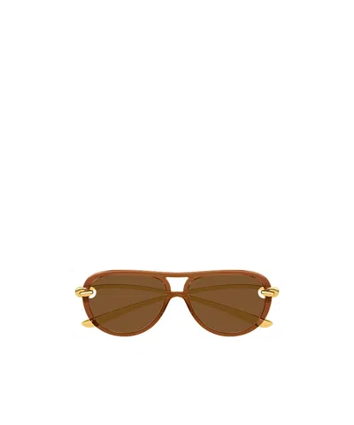 Bottega Veneta Women Two-tone Acetate And Metal Sunglasses In Brown
