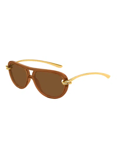 Bottega Veneta Women Two-tone Acetate And Metal Sunglasses In Brown