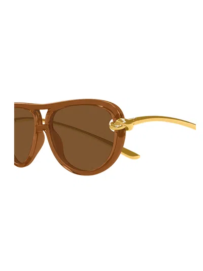 Bottega Veneta Women Two-tone Acetate And Metal Sunglasses In Brown