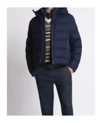 Fay Double-zip Hooded Coat In Blue