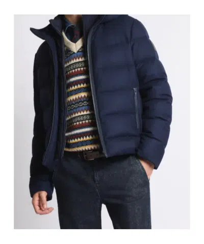 Fay Double-zip Hooded Coat In Blue