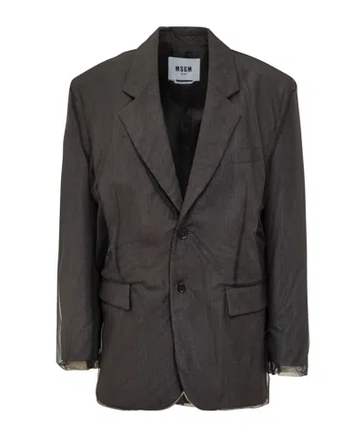 Msgm Single Breasted Jacket In Black