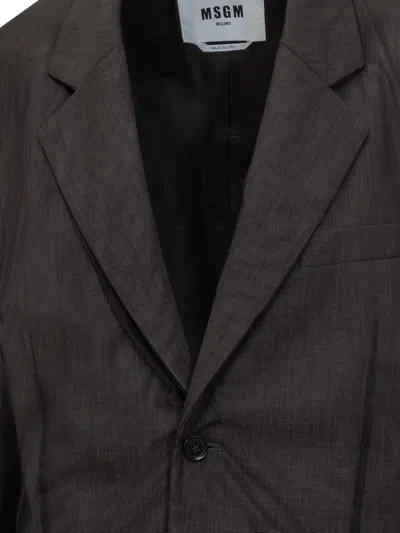 Msgm Single Breasted Jacket In Black