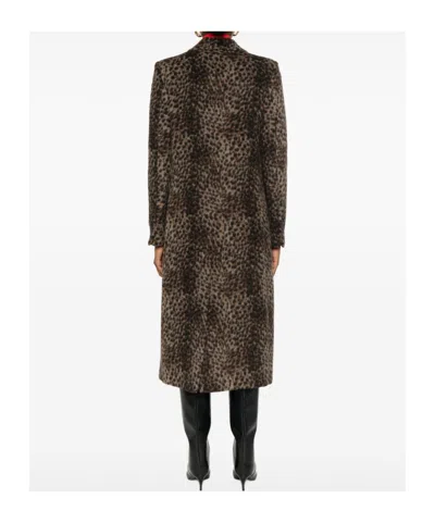 Msgm Leopard-print Single-breasted Coat In Brown