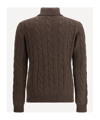 Aragona Cashmere Braided Turtleneck Knitwear In Brown