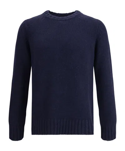 Aragona Cashmere Interlaced Crewneck Knitwear In Blue