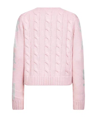 Mc2 Saint Barth Long-sleeve Cable-knit Sweater In Pink