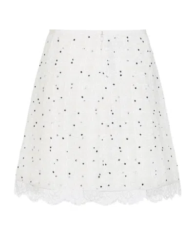 Giambattista Valli Polka-dot Lace-trim Mini Skirt In White