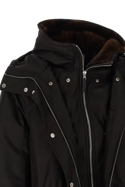 Yves Salomon Technical Black 2-in-1 Parka With Removable Mink Fur Lining In Black