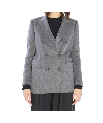 Tagliatore Jasmine Peak-lapels Double-breasted Blazer In Gray