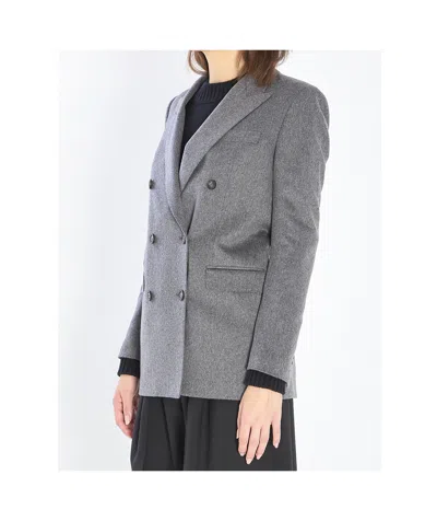 Tagliatore Jasmine Peak-lapels Double-breasted Blazer In Gray