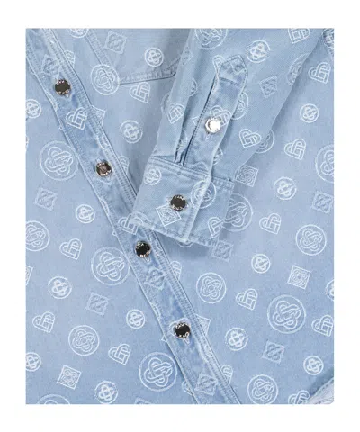 Casablanca Monogram Denim Shirt In Blue