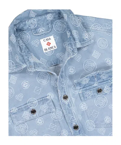 Casablanca Monogram Denim Shirt In Blue