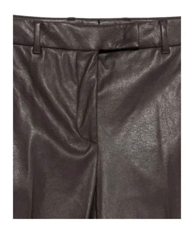 Incotex Slim Fit Stretch Faux Leather Trousers In Brown