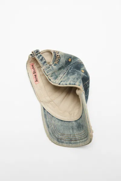 Acne Studios Denim Logo Cap In Brown