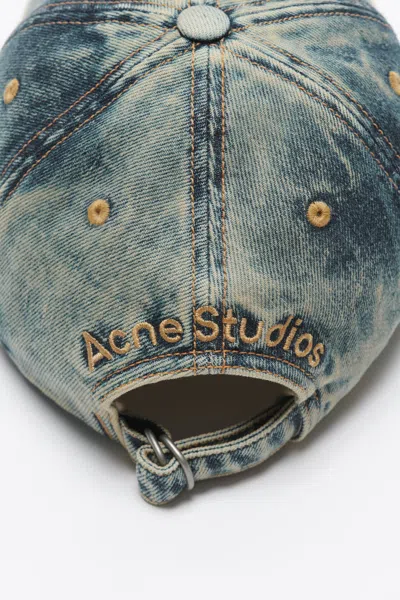 Acne Studios Denim Logo Cap In Brown